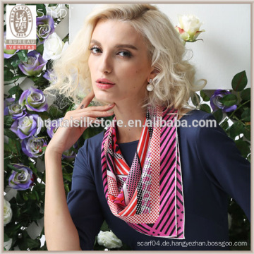 Nette Rose Stripes und Polka Dot Design Twill Seide Schal Stewardess